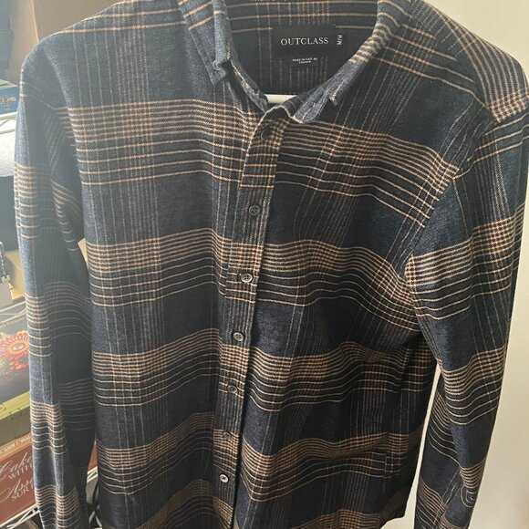 Outclass Glencheck Flannel Plaid Shirt Button Down Long Sleeve Casual Mens M - Picture 7 of 11